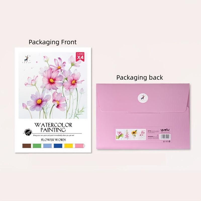 4pcs Watercolor Painting Self-contained Paint Book