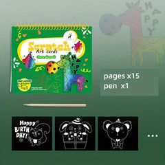 15pcs Scratch Art Rainbow Scratch Paper Painting Kit 18x15cm