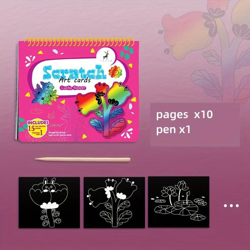 15pcs Scratch Art Rainbow Scratch Paper Painting Kit 18x15cm