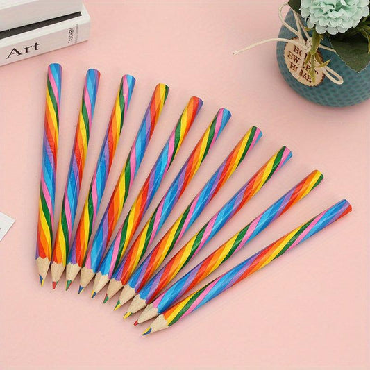 12pcs Thick Colored Pencils Four Colors Rainbow Core Drawing Pencil
