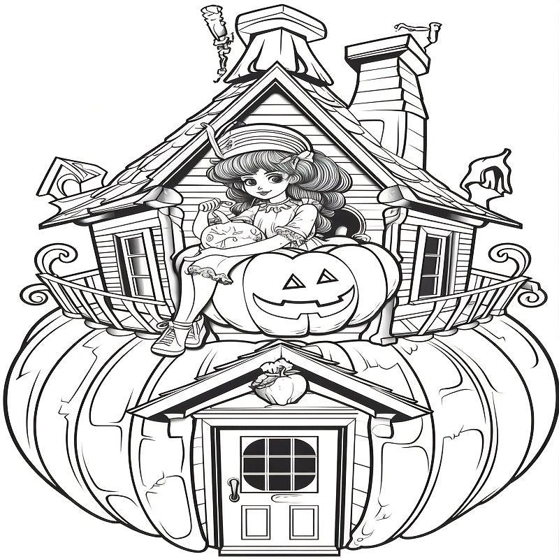 Pumpkin Coloring Book Thick Paper 20 Pages Halloween Gift Adult Stress Relief
