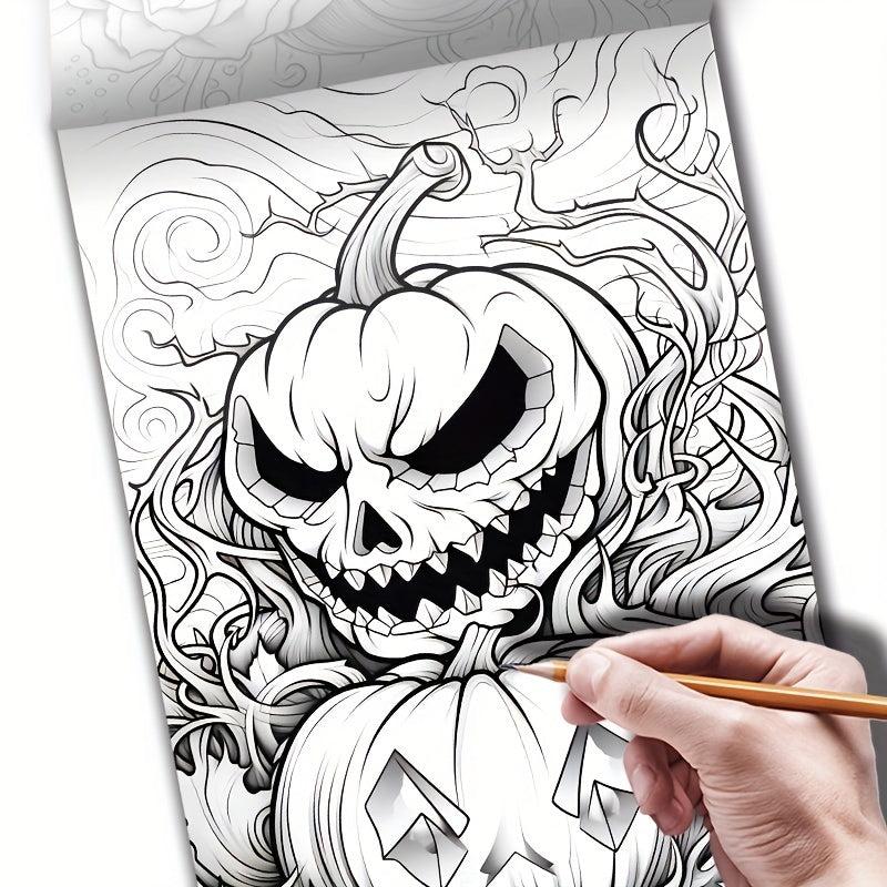 Pumpkin Coloring Book Thick Paper 20 Pages Halloween Gift Adult Stress Relief