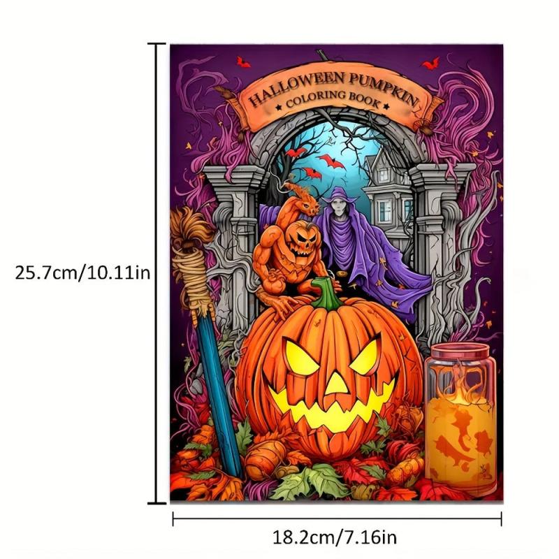 Pumpkin Coloring Book Thick Paper 20 Pages Halloween Gift Adult Stress Relief