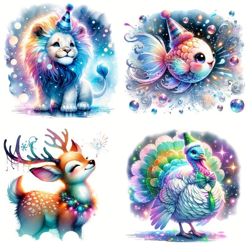 5D DIY Rhinestone Painting Set - Lion Goldfish Elk Turkey