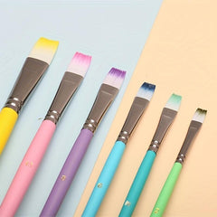 6pcs Macaron Painting Pen Set Flat Head Nylon Hair Painting Pen