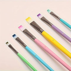 6pcs Macaron Painting Pen Set Flat Head Nylon Hair Painting Pen