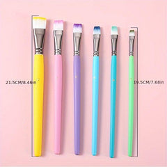 6pcs Macaron Painting Pen Set Flat Head Nylon Hair Painting Pen