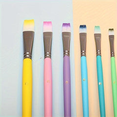6pcs Macaron Painting Pen Set Flat Head Nylon Hair Painting Pen