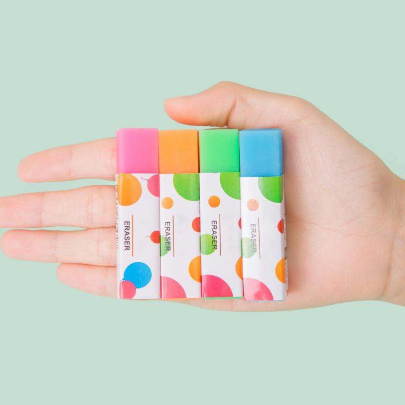 4pcs Colorful Erasers Clean Without Traces Stationery Learning