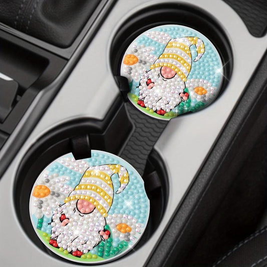 2pcs Santa Coaster DIY Diamond Painting Car Coaster Car Interior Accessories
