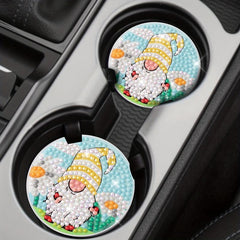2pcs Santa Coaster DIY Diamond Painting Car Coaster Car Interior Accessories