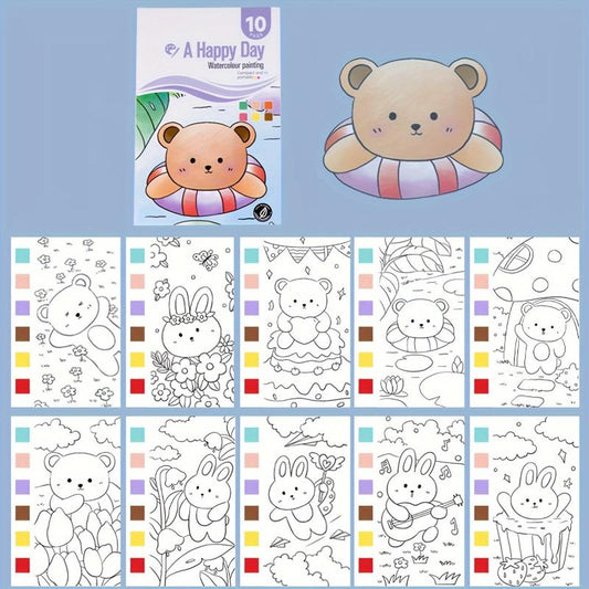 10pcs Watercolor Painting Set Student Coloring And Drawing Book