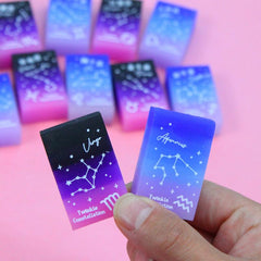 12pcs Zodiac Sign Erasers High Student Rainbow Jelly Pencil Eraser