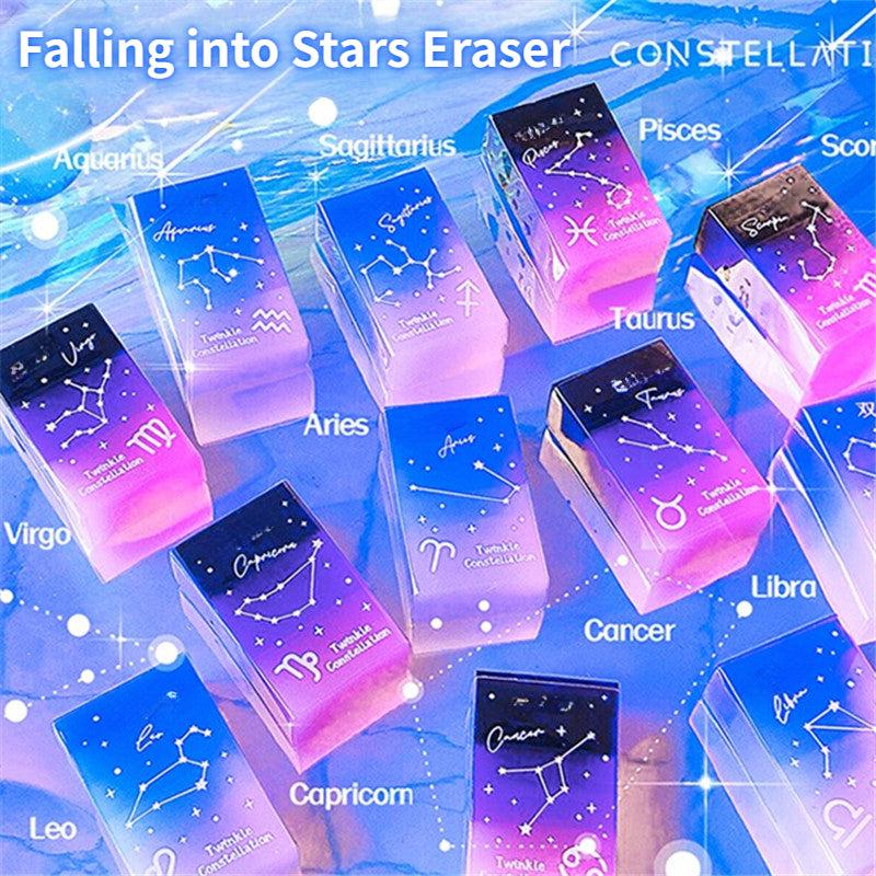 12pcs Zodiac Sign Erasers High Student Rainbow Jelly Pencil Eraser
