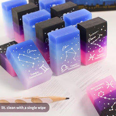 12pcs Zodiac Sign Erasers High Student Rainbow Jelly Pencil Eraser