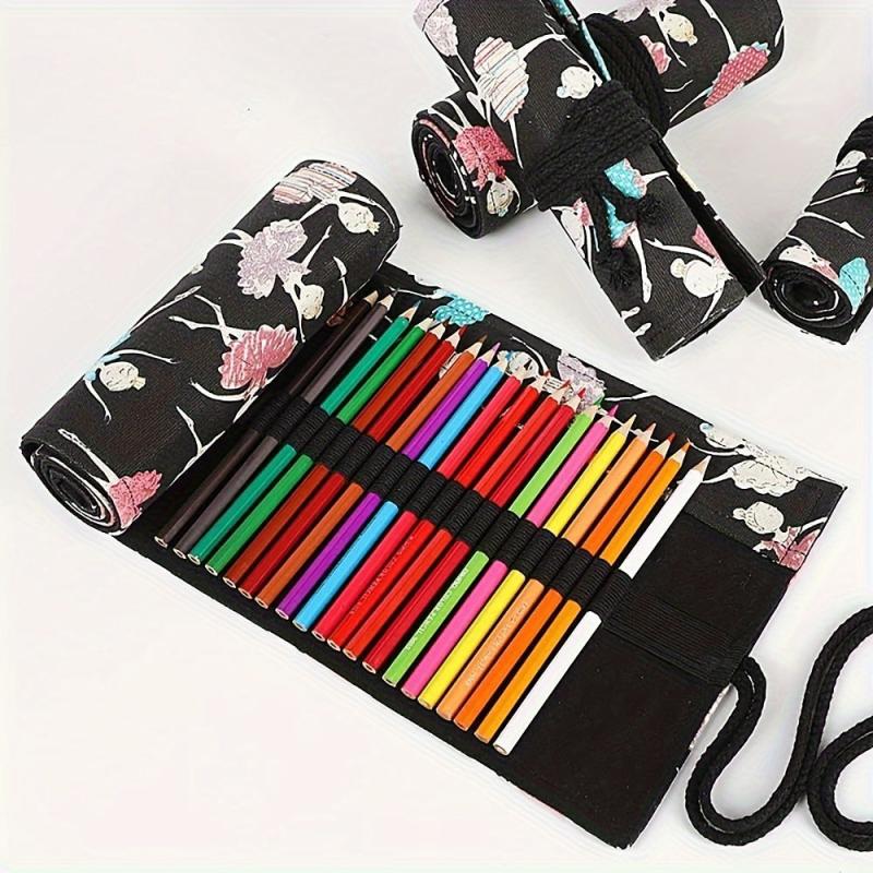 12 Slot Pencils Wrap Roll Colored Pencils Organizer