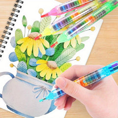 20 Colors Painting Crayon DIY Rainbow Pen Coloring Painting Brush Pen Set