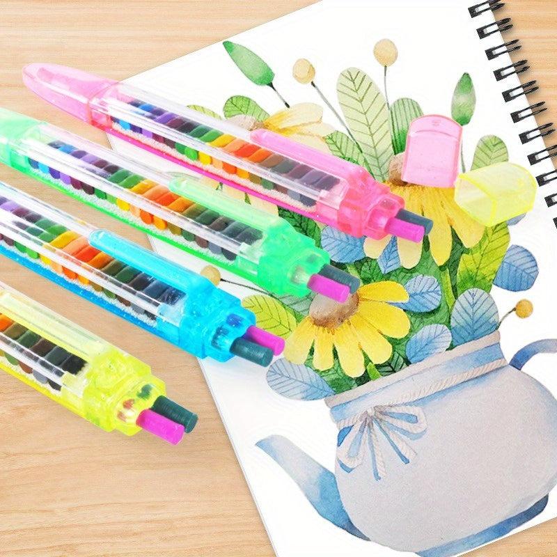 20 Colors Painting Crayon DIY Rainbow Pen Coloring Painting Brush Pen Set