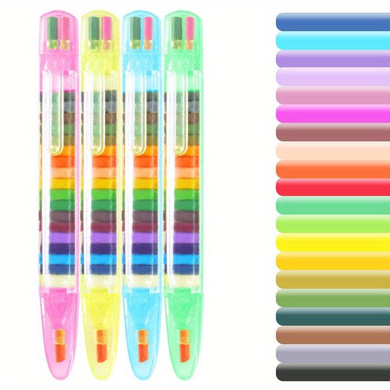 20 Colors Painting Crayon DIY Rainbow Pen Coloring Painting Brush Pen Set