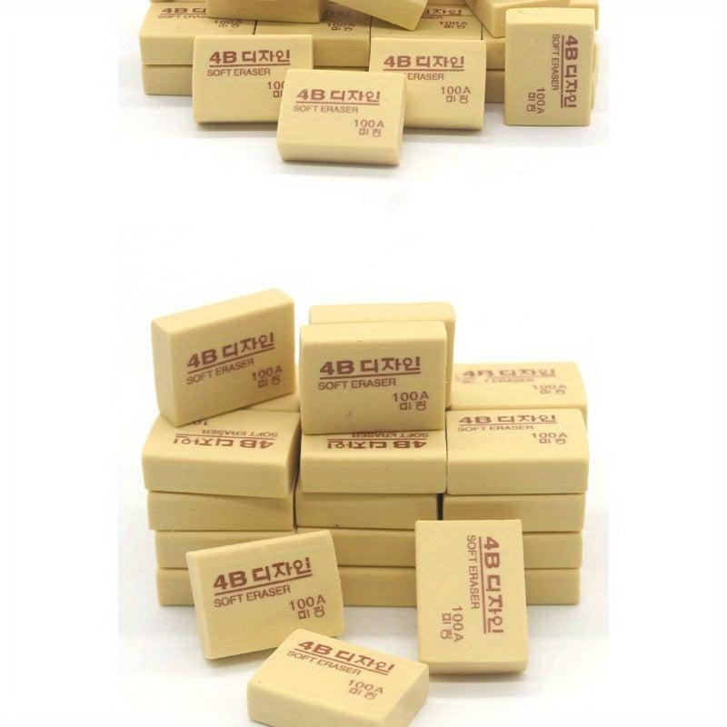 30pcs Student Exam Eraser Brick Art Painting Eraser 4b Eraser Learning Yellow