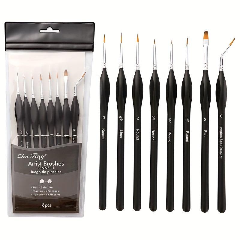 8pcs Hook Line Pen With Elbow Nylon Hair Painting Pen