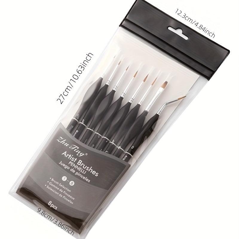 8pcs Hook Line Pen With Elbow Nylon Hair Painting Pen
