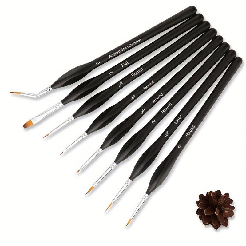 8pcs Hook Line Pen With Elbow Nylon Hair Painting Pen