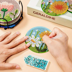 6pcs Flowers & Diamonds Mosaic Coasters Art Bookshelves