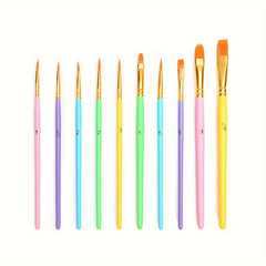 10pcs Macaroon Painting Pens Set Wooden Rod Nylon Painting Pens Makeup Pen Brush