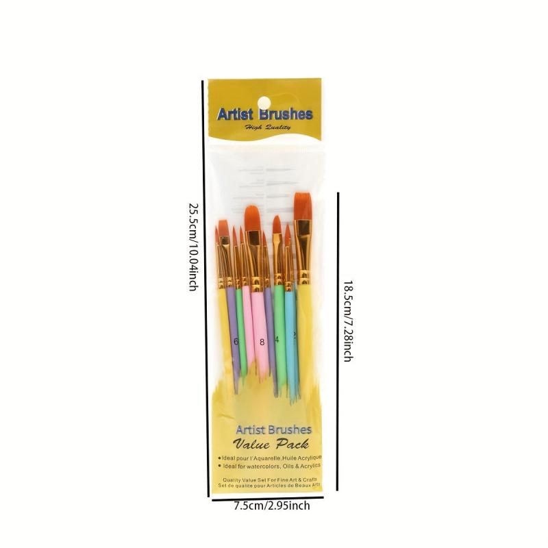 10pcs Macaroon Painting Pens Set Wooden Rod Nylon Painting Pens Makeup Pen Brush