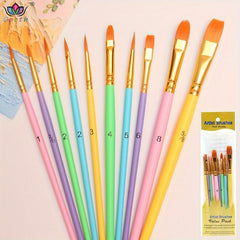 10pcs Macaroon Painting Pens Set Wooden Rod Nylon Painting Pens Makeup Pen Brush