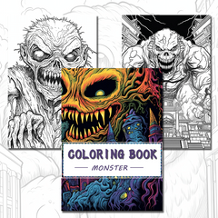 Monster Theme Adult Coloring Book - Halloween Christmas Holiday Gift