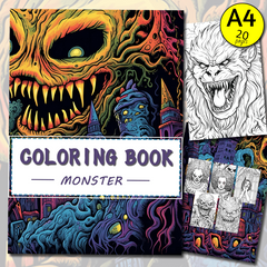 Monster Theme Adult Coloring Book - Halloween Christmas Holiday Gift