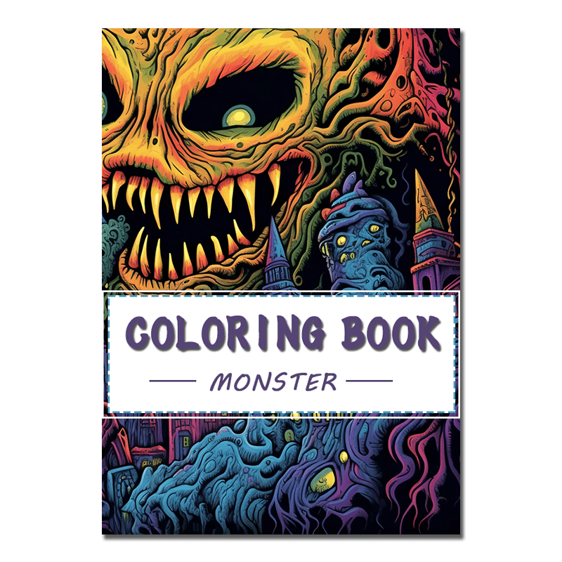 Monster Theme Adult Coloring Book - Halloween Christmas Holiday Gift