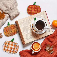 8pcs Diamond Glass Coaster Set Pumpkin Coasters Festive Decorations