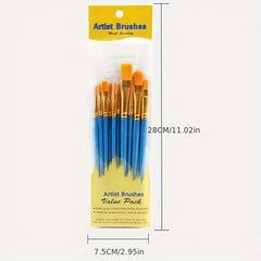 10pcs Nylon Hair Art Painting Brushes Watercolor Brushes
