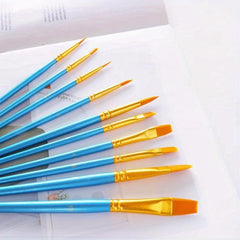 10pcs Nylon Hair Art Painting Brushes Watercolor Brushes