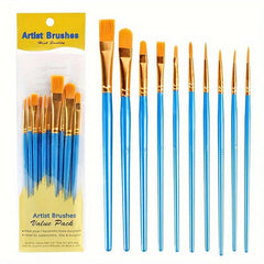 10pcs Nylon Hair Art Painting Brushes Watercolor Brushes