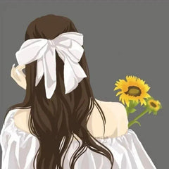 Sunflower DIY Coloring Digital Painting Healing Series Silhouette Girl