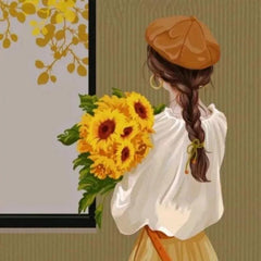 Sunflower DIY Coloring Digital Painting Healing Series Silhouette Girl