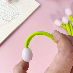 3pcs Multicolored Tulip Flower Pens Set - Gel Ink, Rollerball, Office Stationery