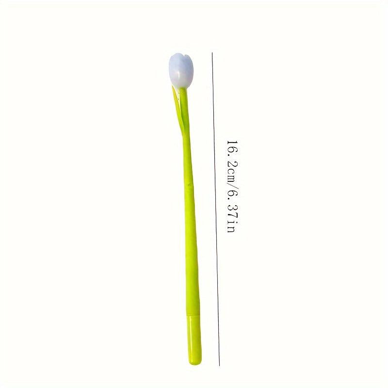 3pcs Multicolored Tulip Flower Pens Set - Gel Ink, Rollerball, Office Stationery