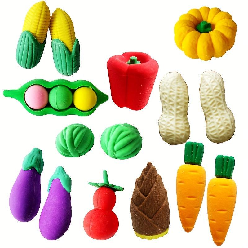 10pcs Cartoon Fruit Erasers 3D Shape Small Gift