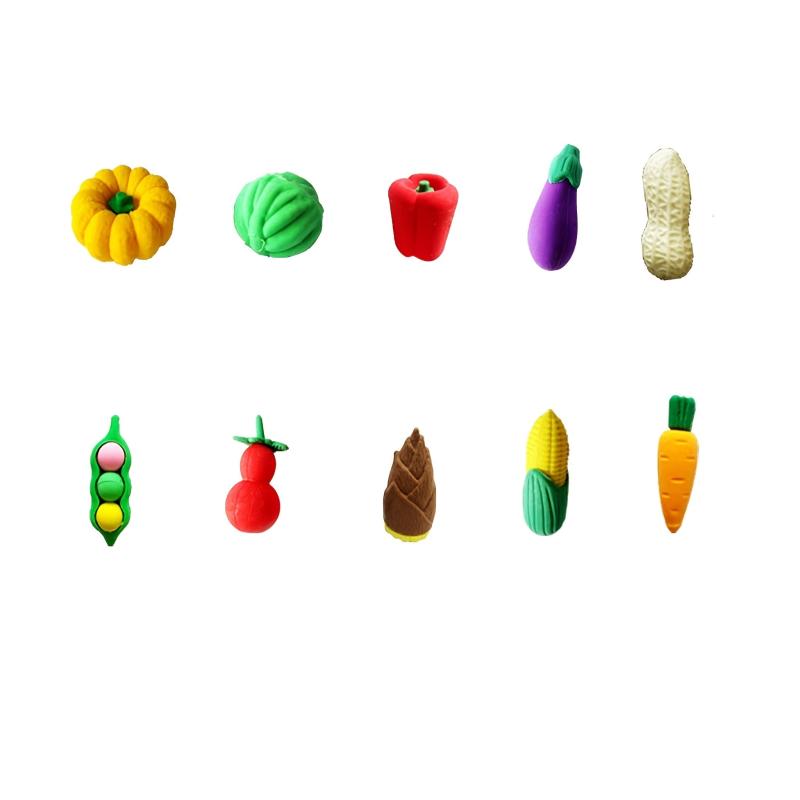 10pcs Cartoon Fruit Erasers 3D Shape Small Gift
