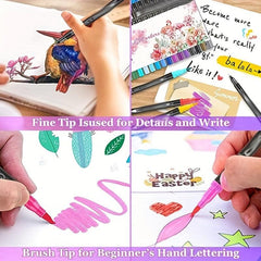 24pcs Double Headed Brush Pen Art Markers for Kids and Adults