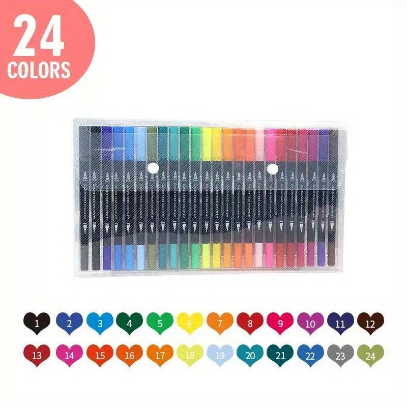 24pcs Double Headed Brush Pen Art Markers for Kids and Adults