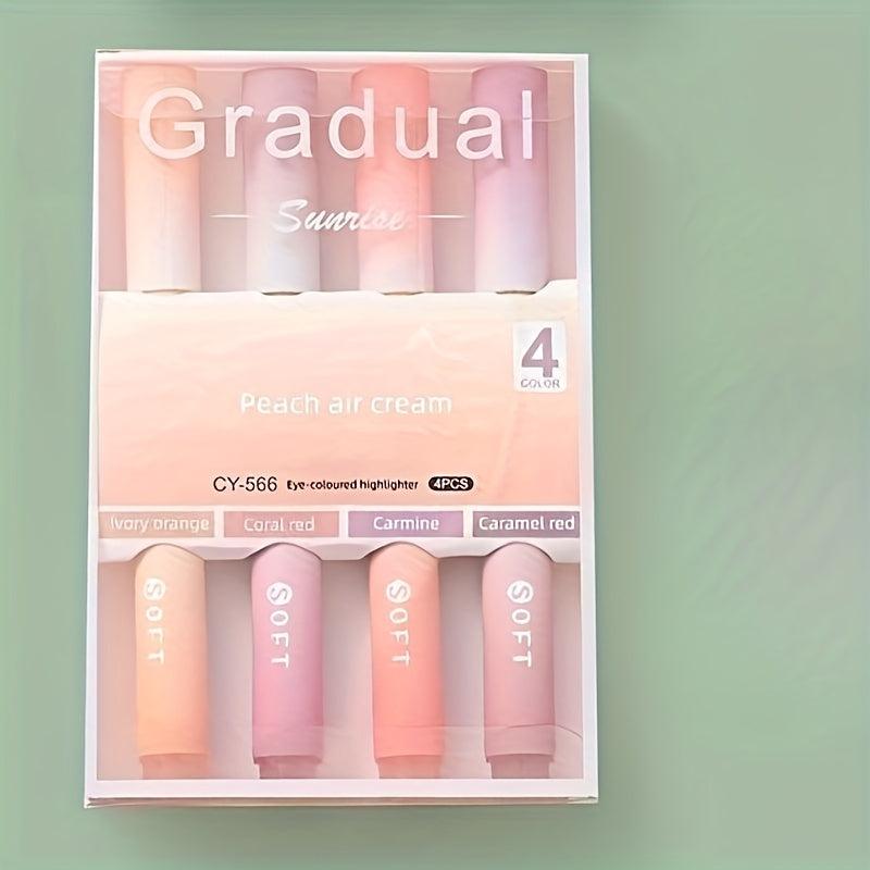 4pcs Gradient Highlighters For Journal Planner School Office Supplies