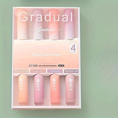 4pcs Gradient Highlighters For Journal Planner School Office Supplies