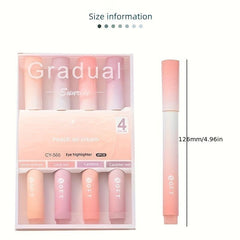 4pcs Gradient Highlighters For Journal Planner School Office Supplies