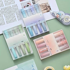 4pcs Gradient Highlighters For Journal Planner School Office Supplies